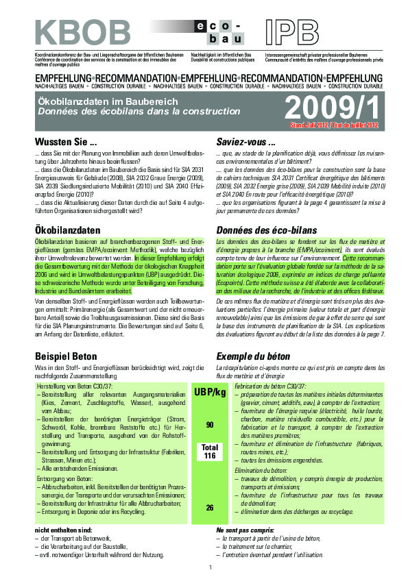 Ecobilans matériaux construction – energie grise